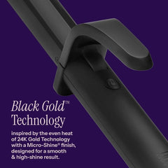 HOT TOOLS barrel close-up highlighting Black Gold Micro-Shine for even heat and gloss