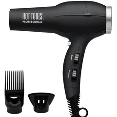 Hot Tools front control panel showing heat and speed options for precise styling