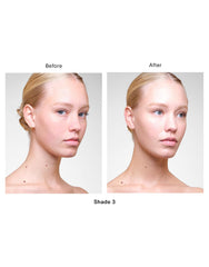 Hourglass application in hand demonstrating lightweight coverage and quick blending