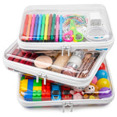 HOUYEE front view of three large clear cases showing organized storage benefit