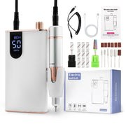 Hoxida front view of the cordless nail drill kit showing complete accessories for salon use