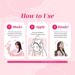 Hoyu Bigen applicator in use demonstrating fast ten-minute color and precise coverage