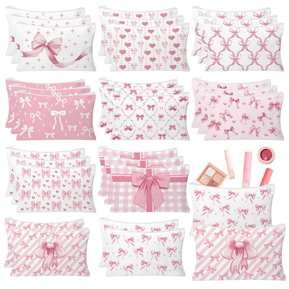 HSDSH front view of pink bow pouch showing elegant design and quick grab benefit