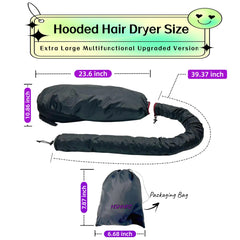 HSHHPZ bonnet in use on curly hair for hands-free salon-style drying