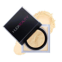 Huda Easy Bake front packaging showing shade and benefits, quick reference