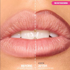 Huda lip contour stain close-up of felt-tip applicator demonstrating precise glide and control