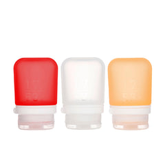humangear GoToob+ front view showing three colors for easy identification and packing