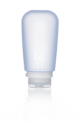 humangear GoToob+ front view shows compact blue bottle and travel-ready benefit