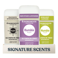 HUMBLE SIMPLE AND TRUE three-pack front packaging showing scent variety and value