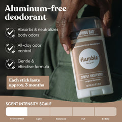 HUMBLE SIMPLE AND TRUE close-up of deodorant stick texture for smooth application