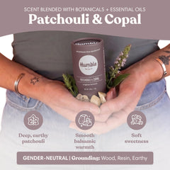 HUMBLE SIMPLE AND TRUE deodorant on underarm showing coverage and discreet finish benefit