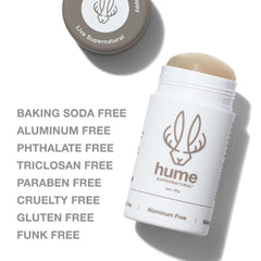 HUME SUPERNATURAL texture detail emphasizing clear dry finish benefit