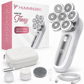 HUMMINGBIRD front view of Flexy razor showing ergonomic design and display, promotes control