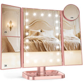 HUONUL front view showing trifold mirror and bright LEDs for accurate makeup