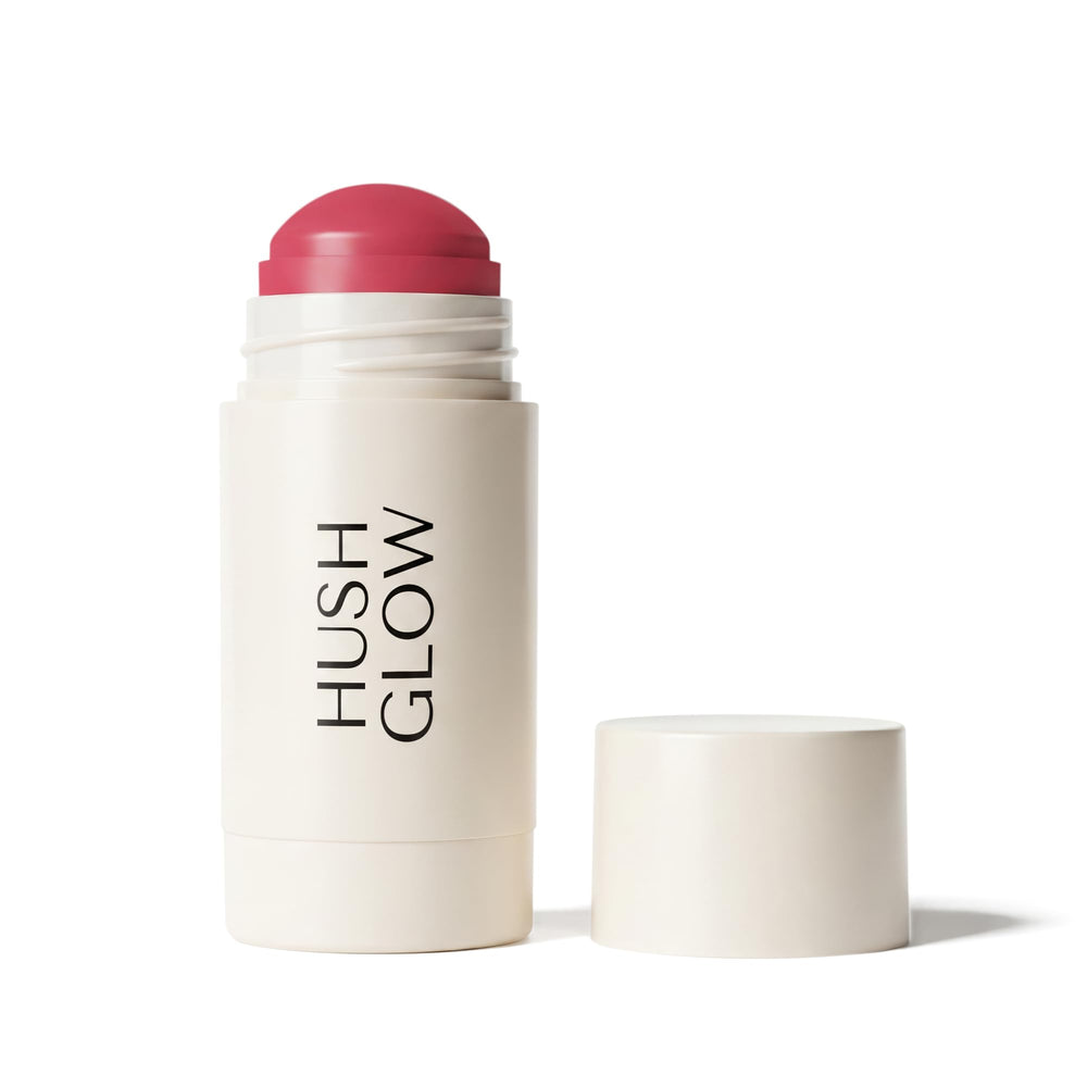 Hush Glow front view of blush stick showing compact packaging and shade