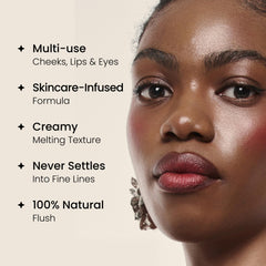 Hush Glow close-up swipe of Soft Peach showing buildable, natural color