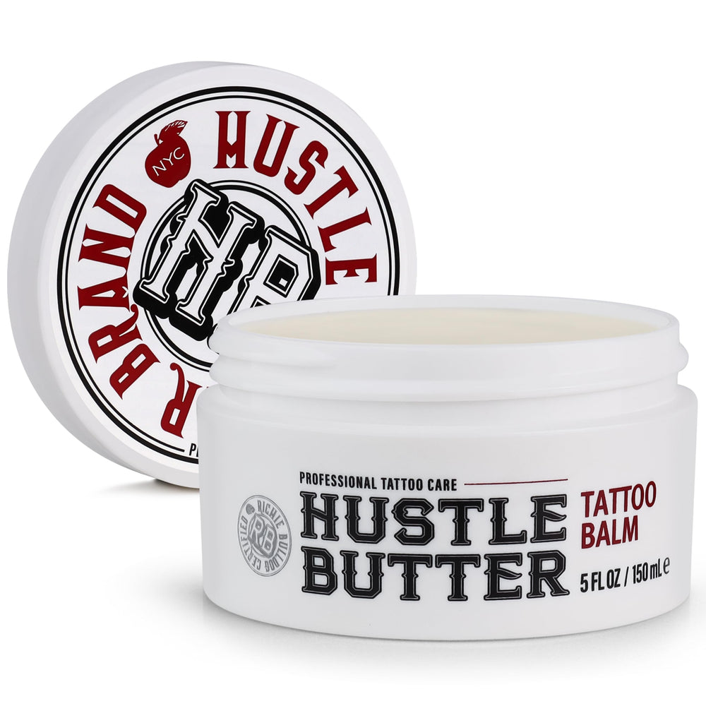 Hustle Butter Deluxe front jar showing label and size benefit hydration