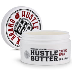 Hustle Butter Deluxe front jar showing label and size benefit hydration