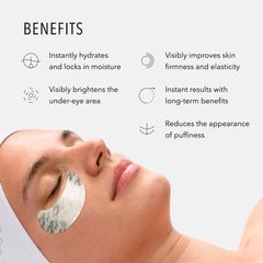 HydroPeptide masks applied under eye demonstrating smoothing effect