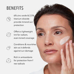 HydroPeptide being applied on cheek demonstrating self-adjusting tint and even coverage benefit