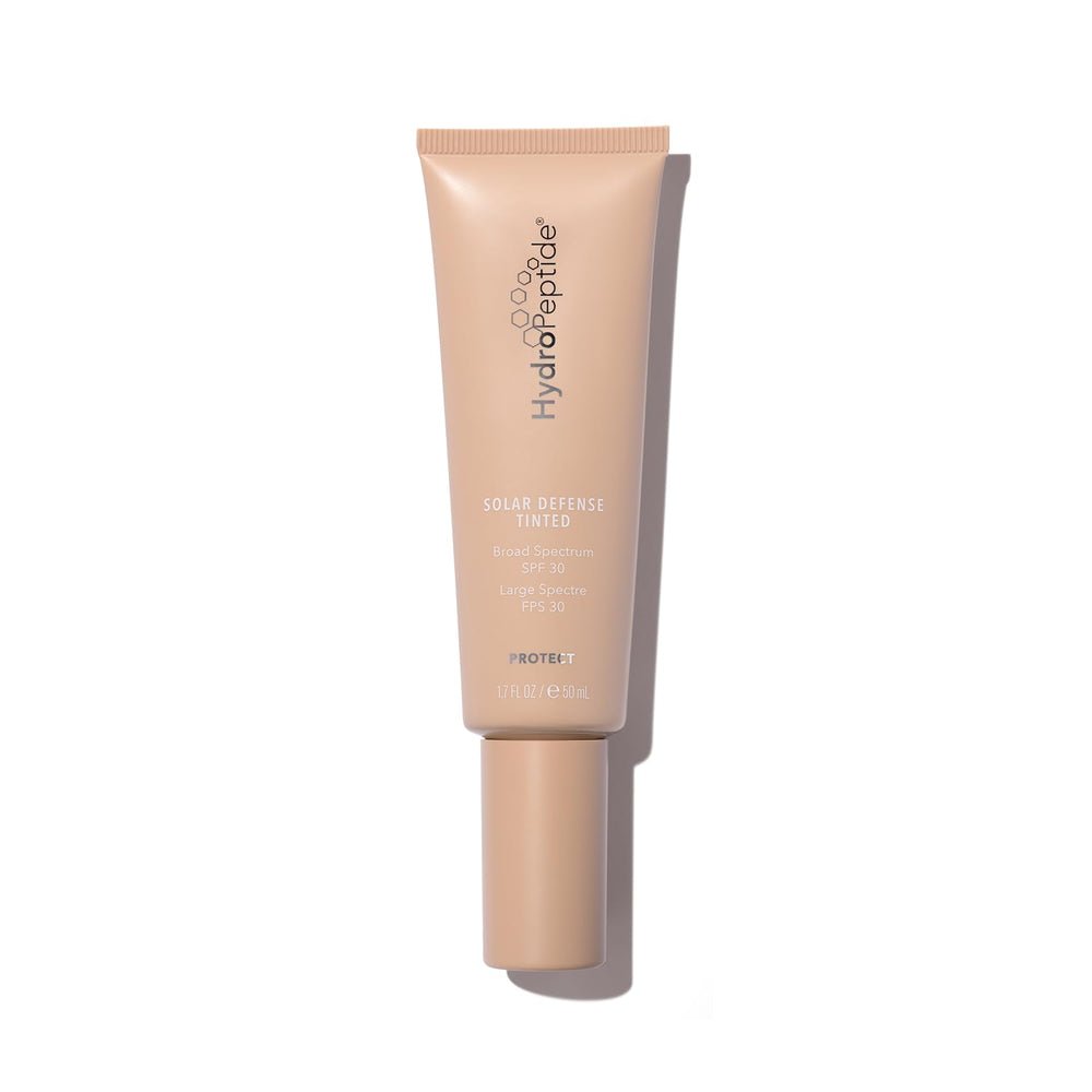 HydroPeptide front packaging showing SPF 30 tinted moisturizer and compact size benefit