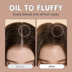 I DEW CARE applying powder to roots for instant volume and freshness