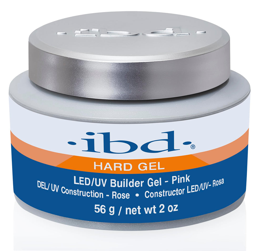 IBD hard gel pink jar front view showing label and salon-ready benefit