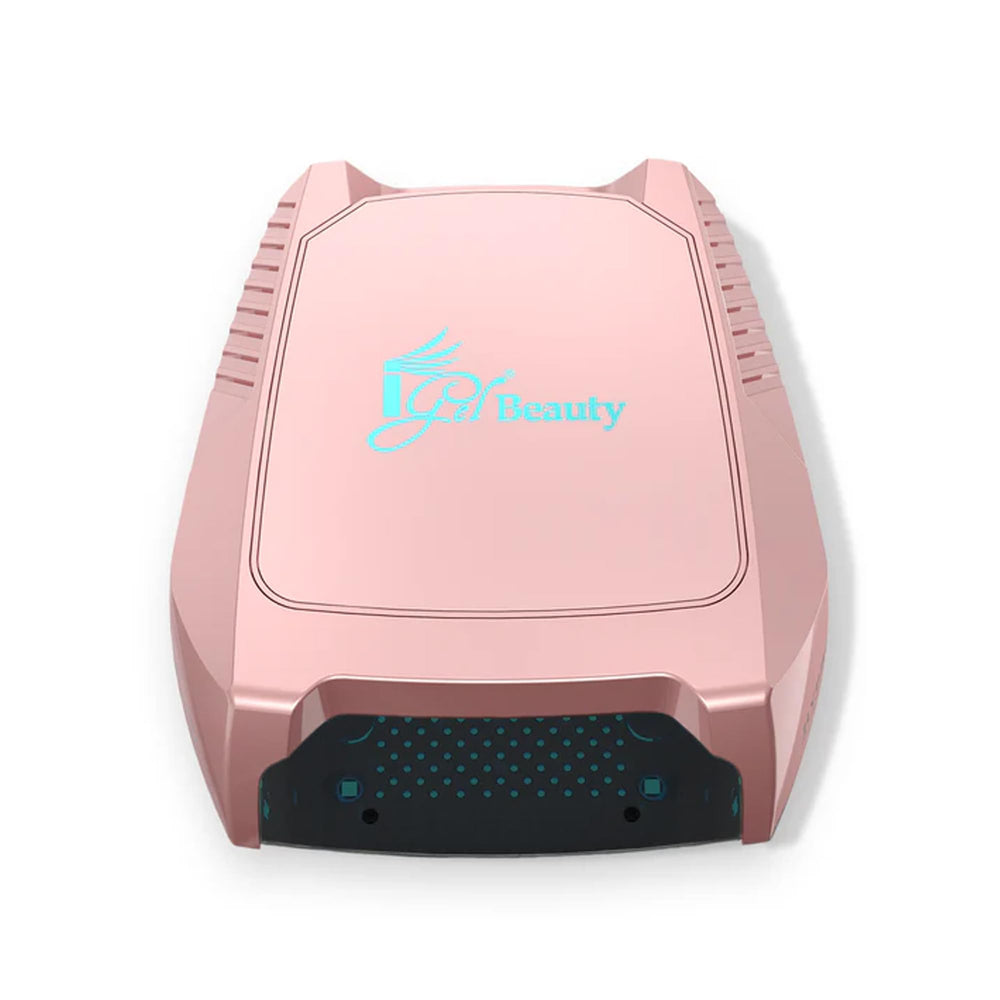 iGel Beauty front view showing compact cordless lamp and full-hand curing benefit