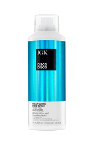 IGK bottle front view showing sleek packaging and clear gloss benefit