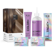 IGK Latte 7N front packaging showing kit and shade, pro results