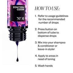 IGK purple drops in palm demonstrating controlled dosing and ease of use