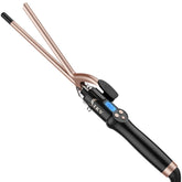 IKV front view curling iron showing long 3/8-inch barrel and tip for precise curls