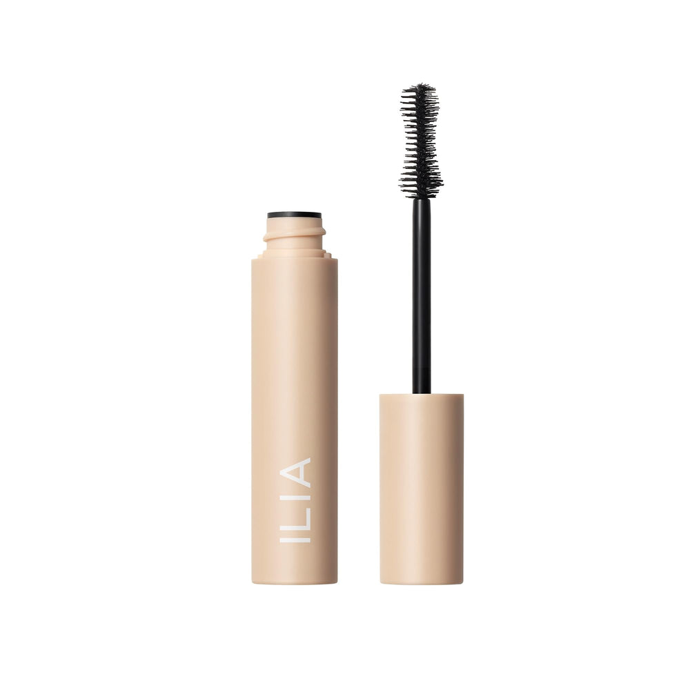 ILIA Fullest Volumizing Mascara front packaging shows sleek tube and benefit