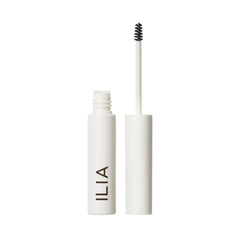 ILIA clear brow gel tube front view showing clean packaging and benefit
