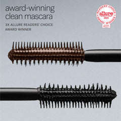 ILIA mascara swatch stroke showing rich brown pigment and smooth coverage