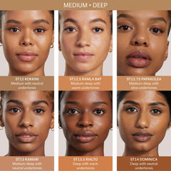 ILIA skin tint on model illustrating medium-deep olive undertone match