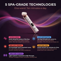 Clarigen GloWand facial & neck booster — 5-in-1 Korean glass skin wand, compact rechargeable with pulsing and red light modes