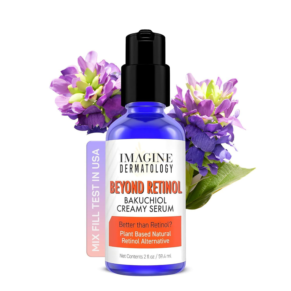 Imagine Dermatology blue glass bottle front view showing premium packaging and protection