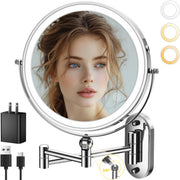 IMIKONA front view wall-mounted mirror showing compact install and bright lighting benefit