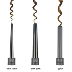 iMissiu close-up of three tourmaline ceramic barrels highlighting smooth heat surface