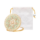 Imperblooms front view compact mirror showing ornate embossed lid and easy spotting