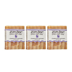 indigo wild front packaging showing three frankincense-patchouli bars and benefits
