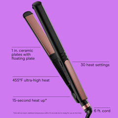 INFINITIPRO BY CONAIR close-up of rose gold ceramic plates, even heat for smooth hair