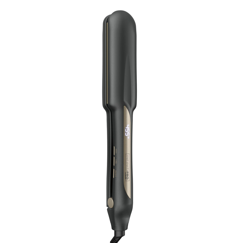 INFINITIPRO by Conair flat iron front view showing sleek design and effortless styling