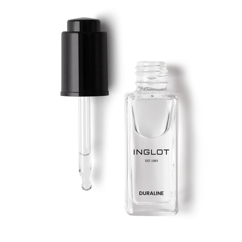 Inglot Duraline front bottle showing clear liquid and label for precise mixing