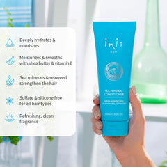 close-up of conditioner cream texture, Inis demonstrating rich hydration