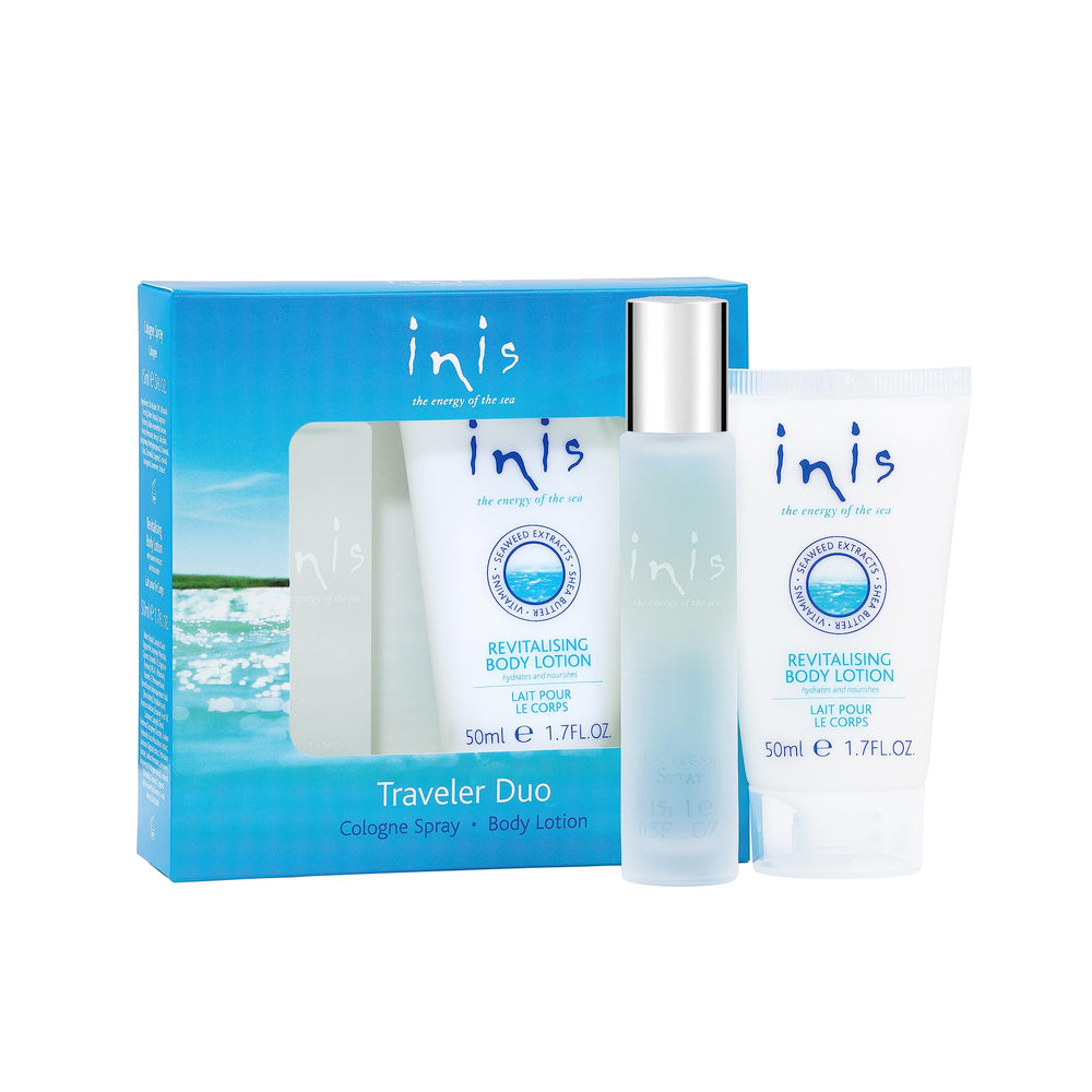 Inis front packaging showing the gift set and branding for easy gifting