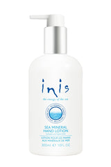 Inis hand lotion front packaging showing full bottle and volume benefit
