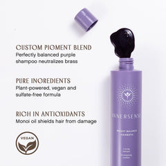 INNERSENSE shampoo lather on wet blonde hair reducing brassiness
