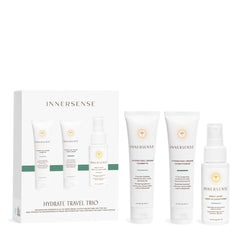 INNERSENSE travel set front view showing three 2 oz bottles and labels
